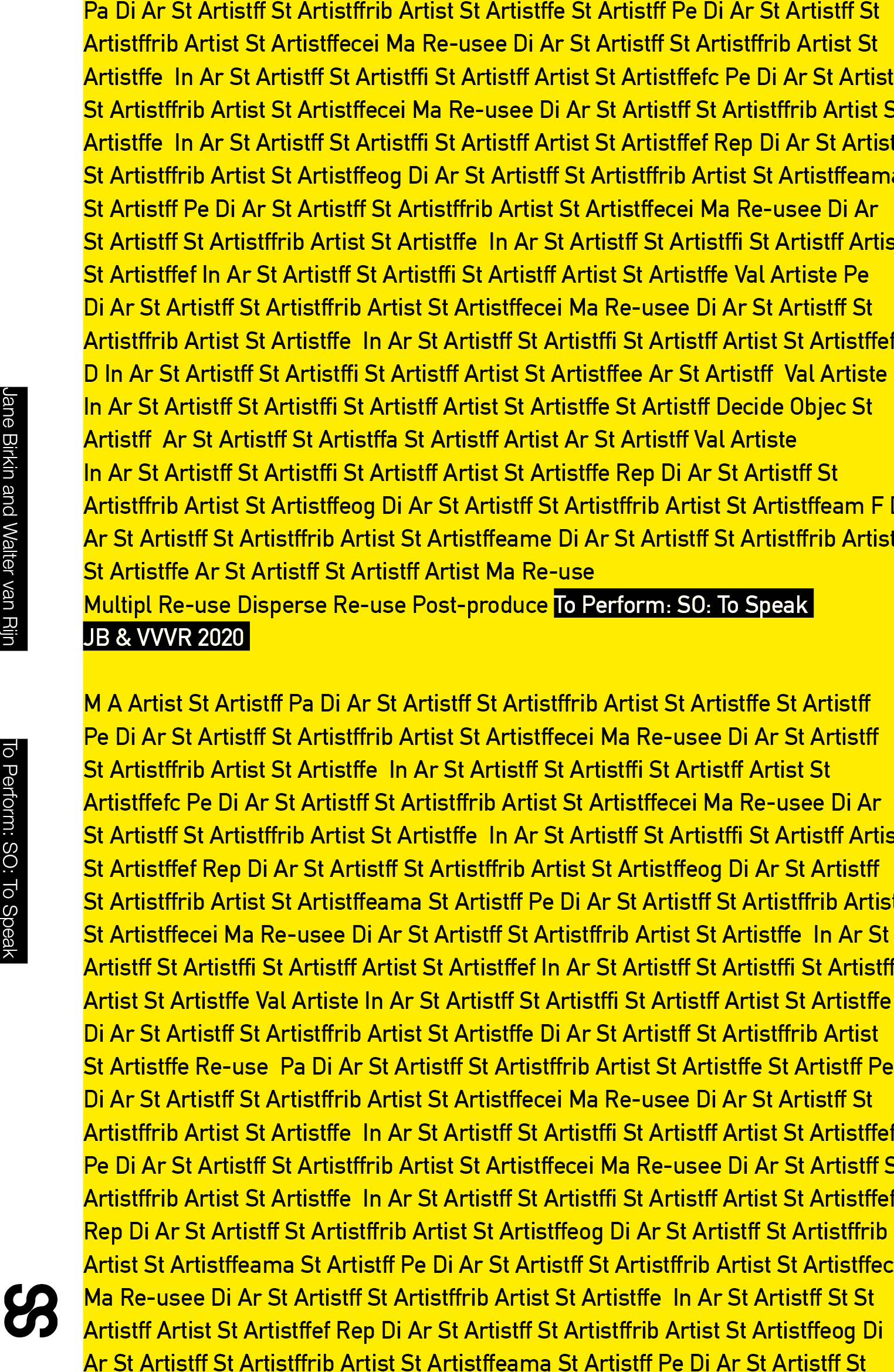 Birkin & van Rijn. To Perform: So: To Speak. Digital edition 2020