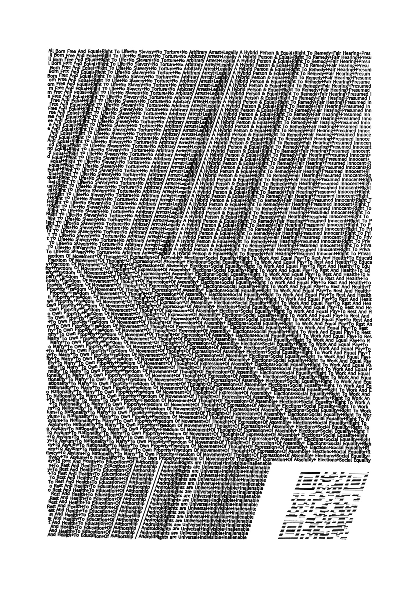 Walter van Rijn (2020) BeingAndroid_text115; print from drawing ink on paper; 300x420mm; hybrid human robotic drawing.