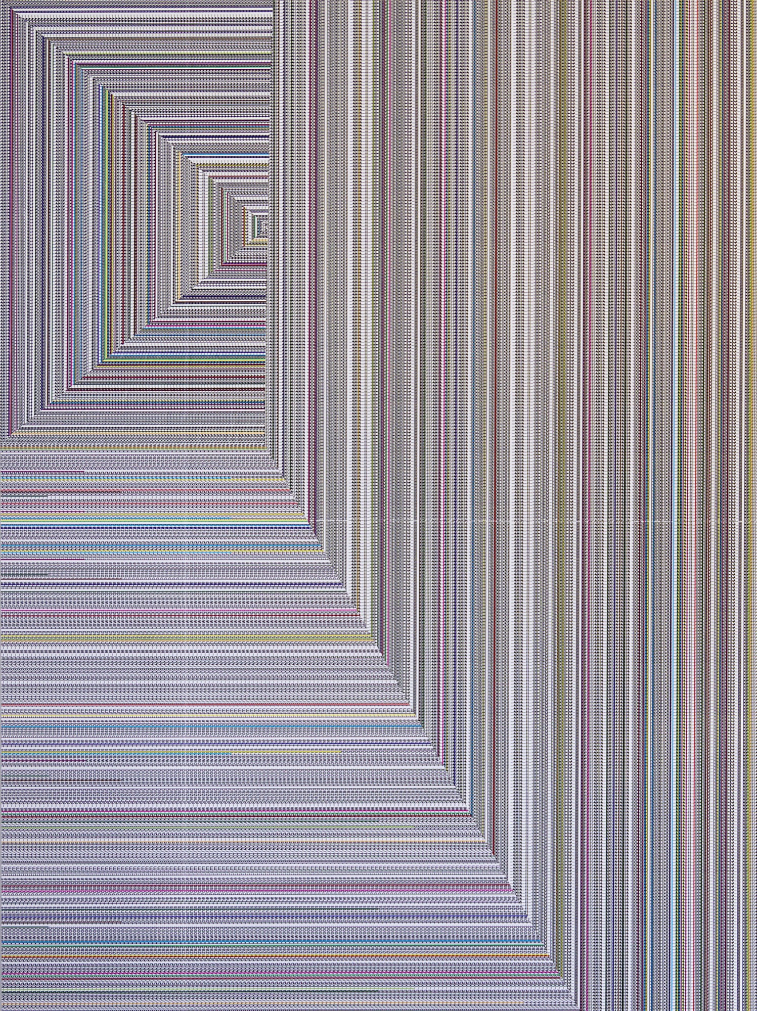 Walter van Rijn, Labyrinth_WD2, 2020, Collage with ink, digital print, vinyl, aluminium panel 800 x 600 x20 mm, Font Being Human.