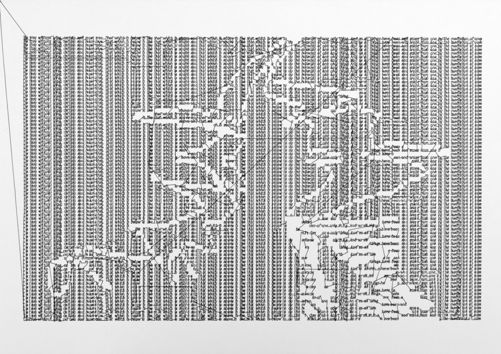 Walter van Rijn; Tis True Without Lying; 2020; Ink on paper, In collaboration with drawing robot. 420 x 297mm Telephone project 2020. (Print 2, interruption 03)