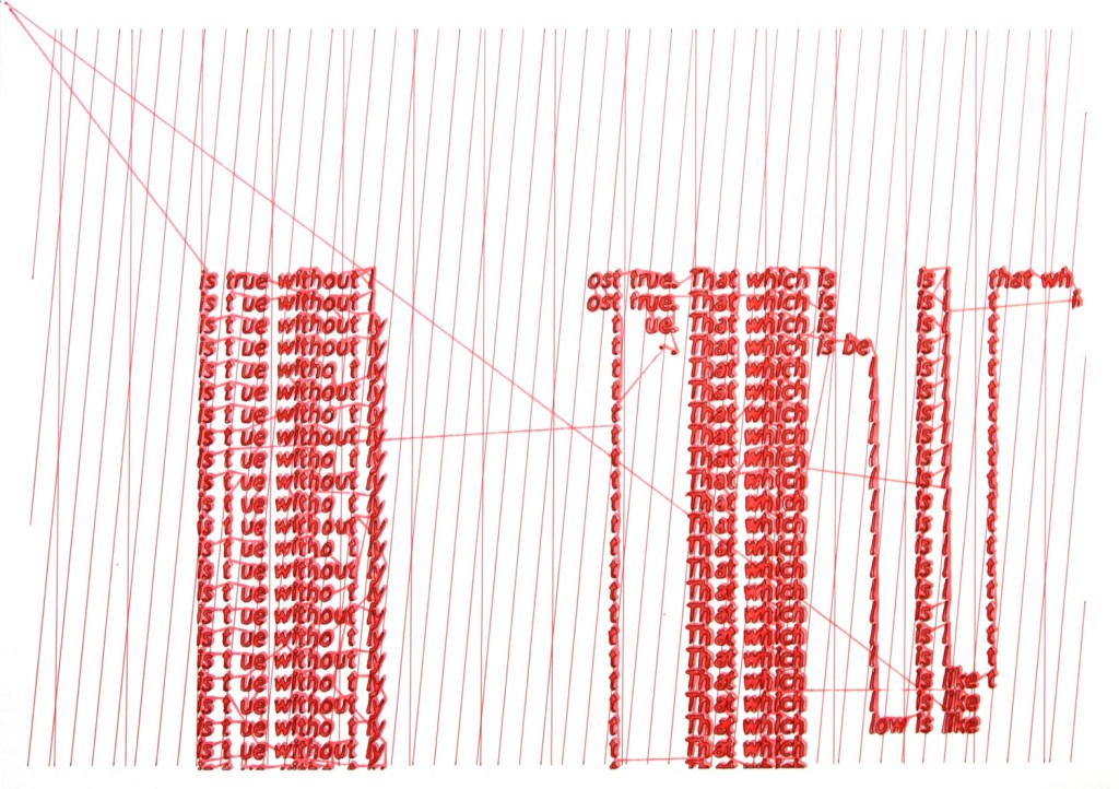 Walter van Rijn, Tis True Without Lying 1-1, 2021. 9 part hybrid human-robotic ink drawing on acid free paper 420 x 297 mm.