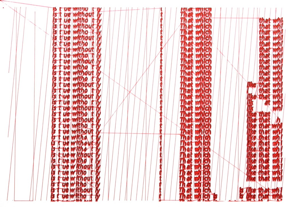 Walter van Rijn, Tis True Without Lying 2-1, 2021. 9 part hybrid human-robotic ink drawing on acid free paper 420 x 297 mm.