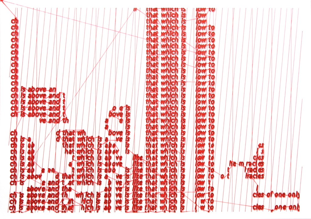 Walter van Rijn, Tis True Without Lying 2-2, 2021. 9 part hybrid human-robotic ink drawing on acid free paper 420 x 297 mm.