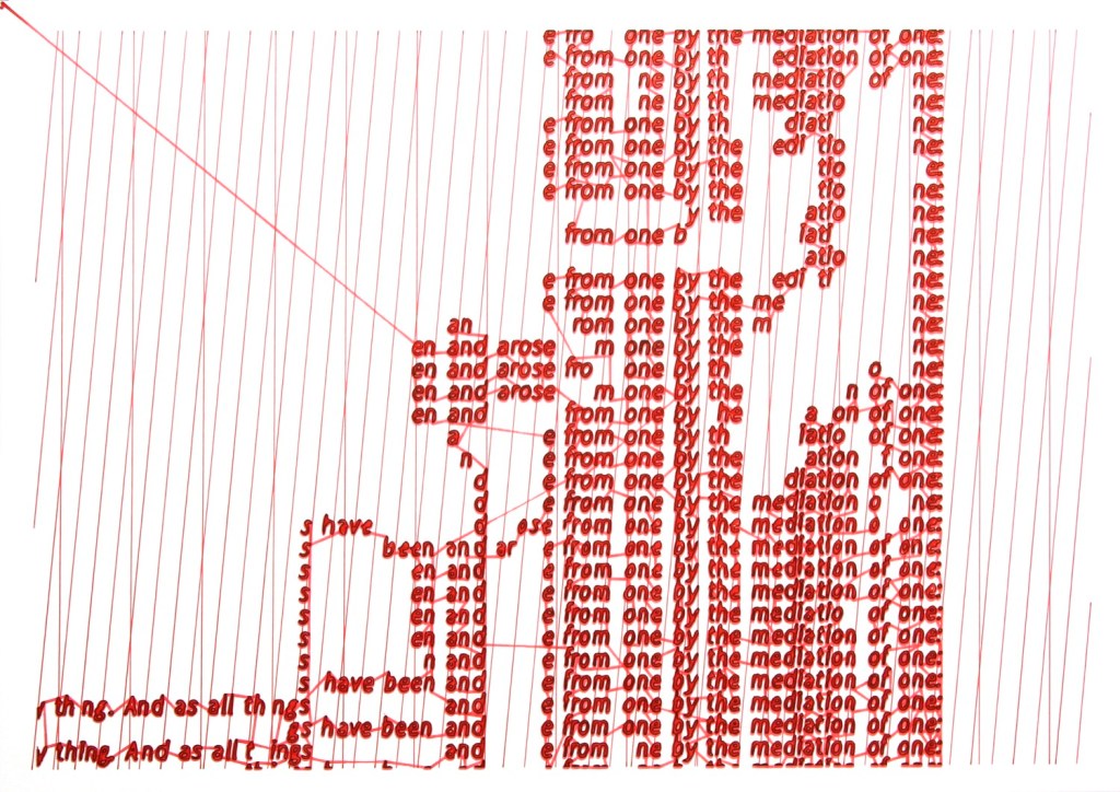Walter van Rijn, Tis True Without Lying 2-3, 2021. 9 part hybrid human-robotic ink drawing on acid free paper 420 x 297 mm.