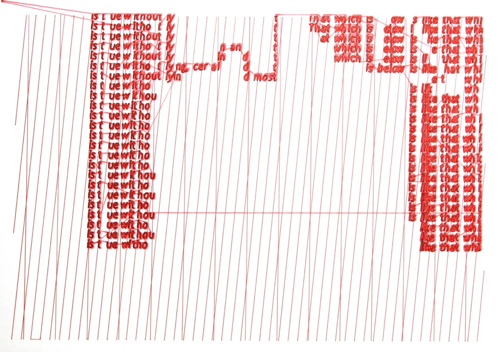 Walter van Rijn, Tis True Without Lying 3-1, 2021. 9 part hybrid human-robotic ink drawing on acid free paper 420 x 297 mm.